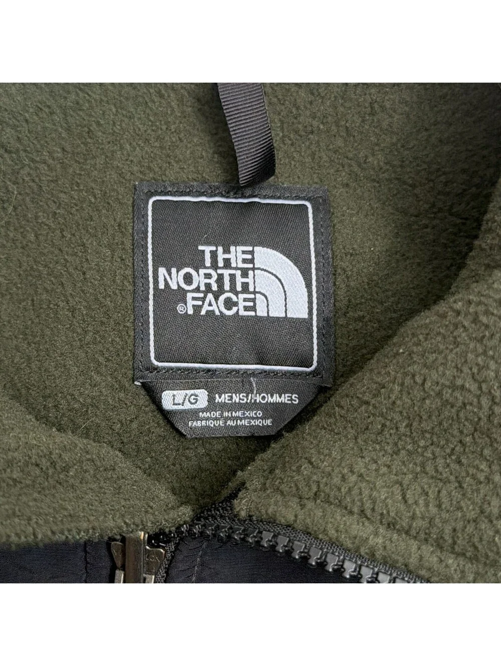 The North Face Denali Fleece Jacket Mens L Olive Green Black Polartec Full Zip